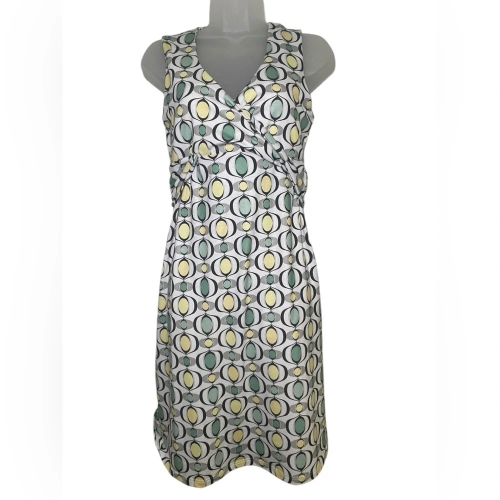 prAna Retro Geometric Print Sleeveless Wrap Mini Dress Size Small